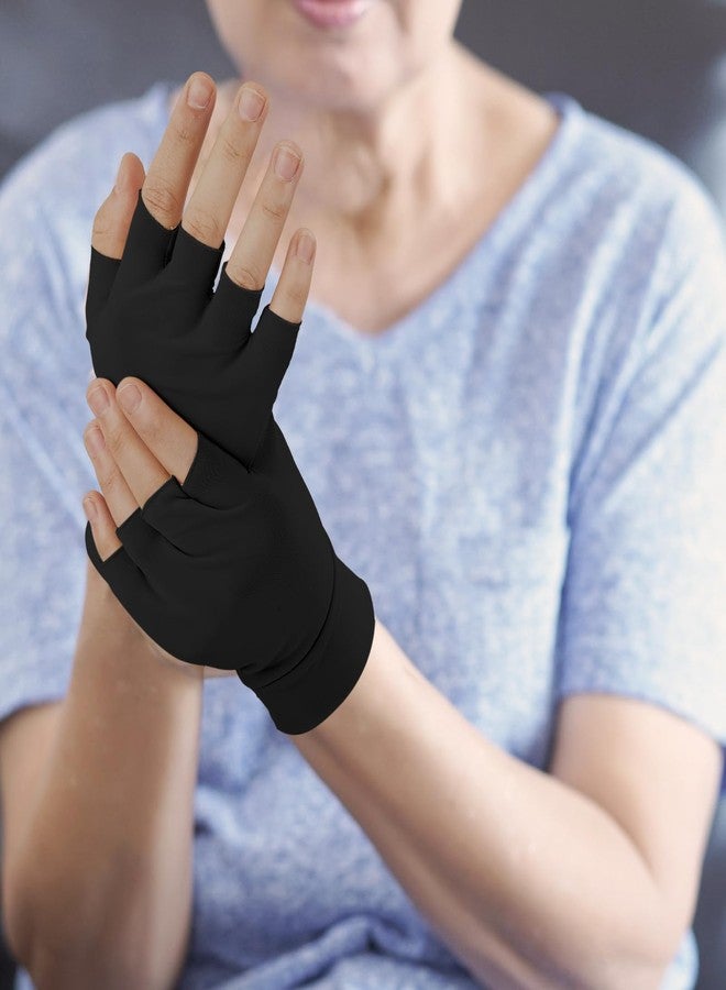 Yearntown 3 Pairs Elderly Skin Thin Protector Gloves Tone Fingerless Gloves Bruise Abrasion Protective to Cover Bruising(M,Black) - Image 4